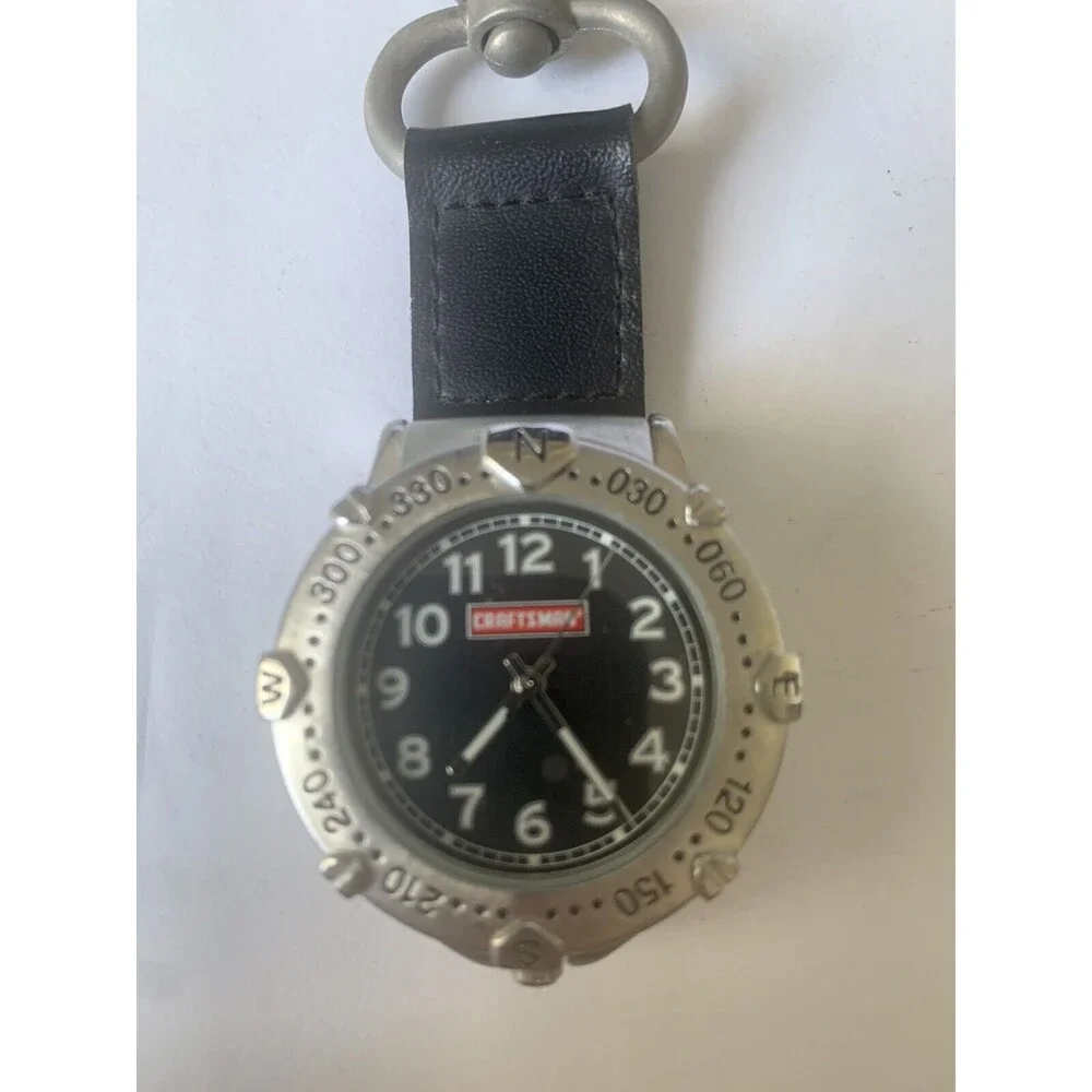 Craftsman Relic‎ Men Pocket Watch Stainless Steel Fob Clip With Compass.